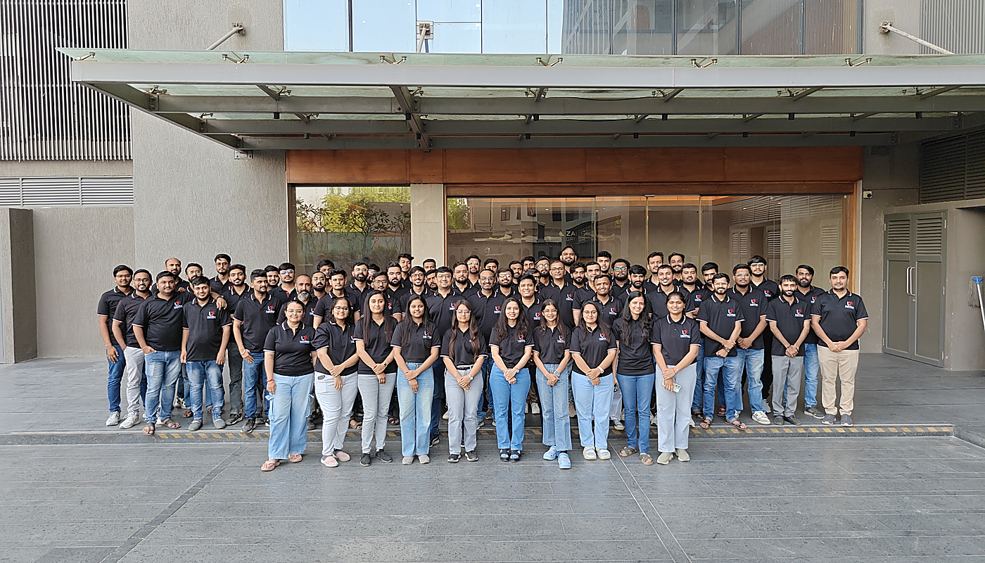 LogicRays office entrance team photo